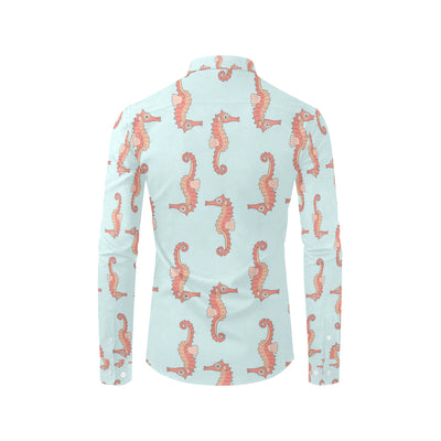 SeaHorse Pattern Print Design 01 Men's Long Sleeve Shirt