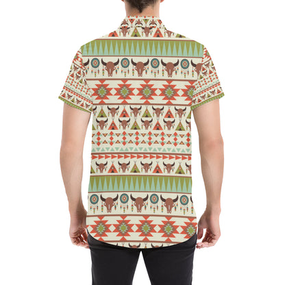 American indian Ethnic Pattern Men's Short Sleeve Button Up Shirt