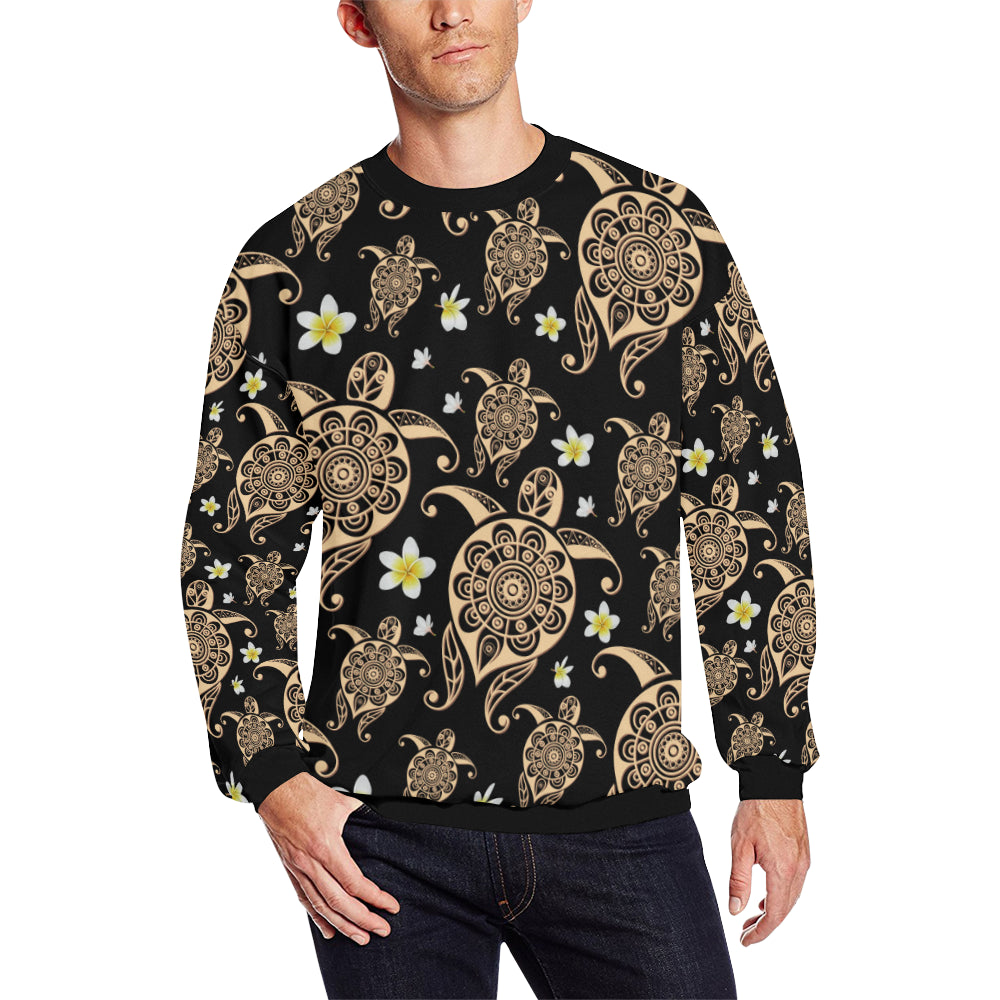 Turtle Polynesian Tribal Hawaiian Men Long Sleeve Sweatshirt