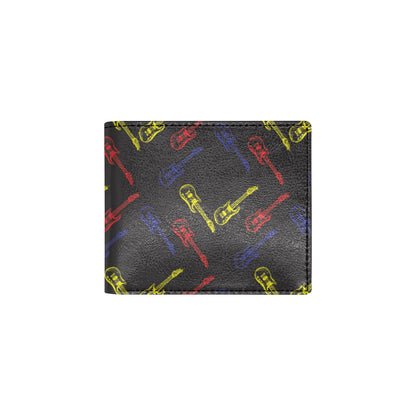 Electric Guitar Pattern Print Design 03 Men's ID Card Wallet
