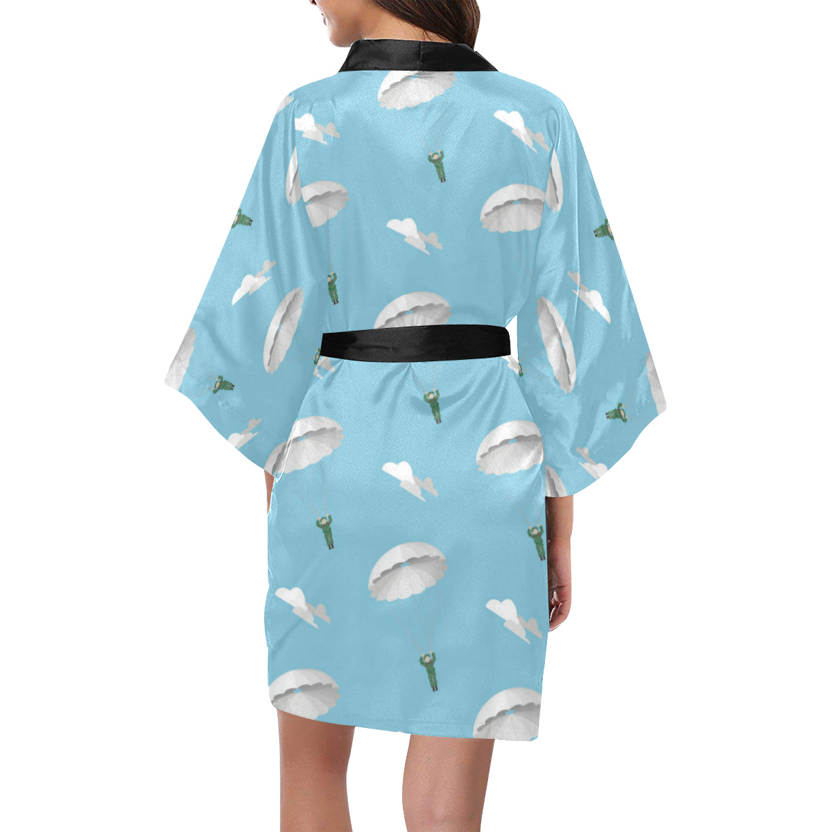 Paratrooper Pattern Print Design A02 Women's Short Kimono