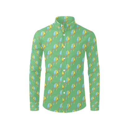 Budgerigar Pattern Print Design 01 Men's Long Sleeve Shirt