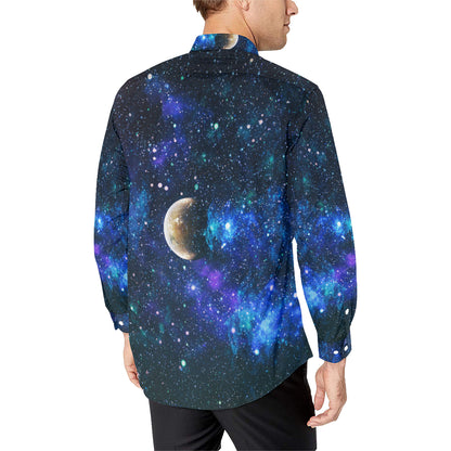 Galaxy Stardust Planet Space Print Men's Long Sleeve Shirt