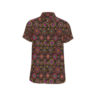 Bohemian Pattern Print Design 01 Men's Short Sleeve Button Up Shirt