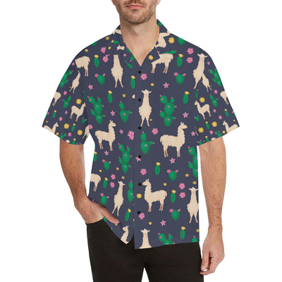 Llama Cactus Pattern Print Design 012 Men's Hawaiian Shirt