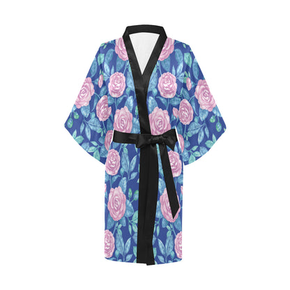Camellia Pattern Print Design CM05 Women's Short Kimono