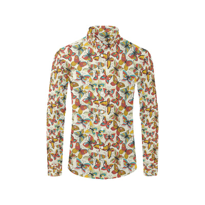 Butterfly Pattern Print Design 02 Men's Long Sleeve Shirt