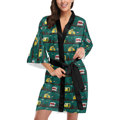 Camper Pattern Print Design 05 Women's Short Kimono