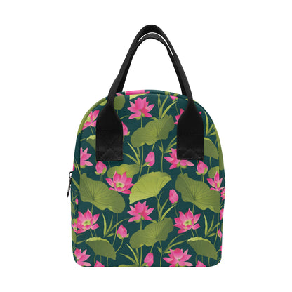 Water Lily Pattern Print Design WL09 Insulated Lunch Bag