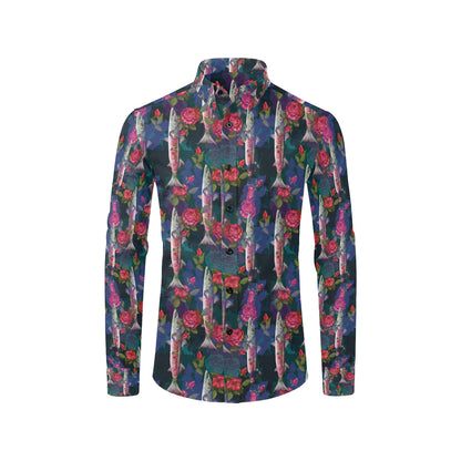 Barracuda with Folwer Pattern Print Design 01 Men's Long Sleeve Shirt