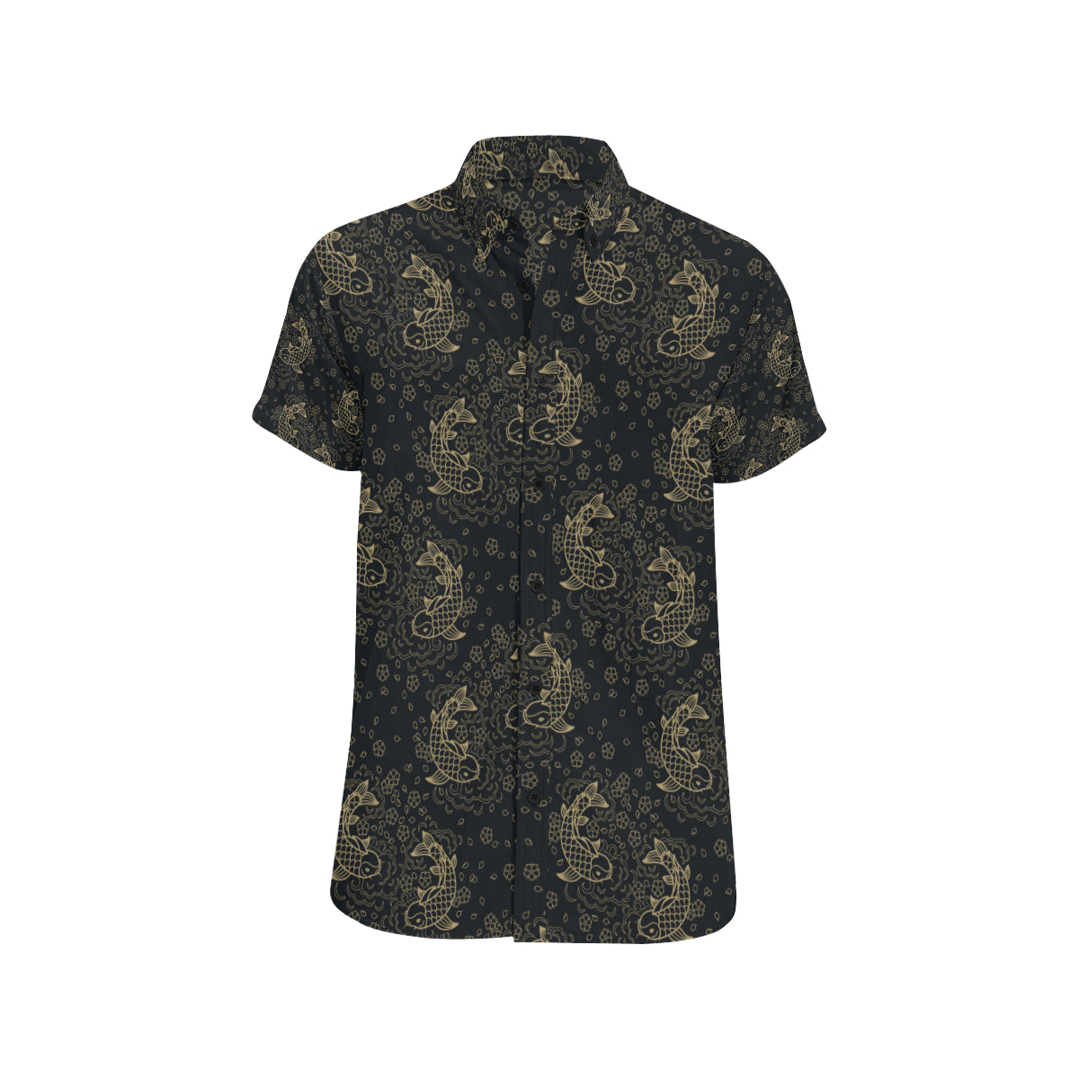 KOI Fish Pattern Print Design 02 Men's Short Sleeve Button Up Shirt