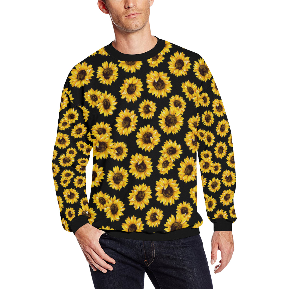 Sunflower Pattern Print Design SF05 Men Long Sleeve Sweatshirt