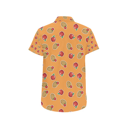 Apple Pie Pattern Print Design 02 Men's Short Sleeve Button Up Shirt