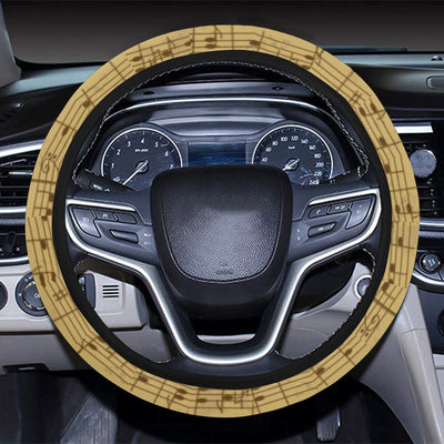 Music Note Vintage Themed Print Steering Wheel Cover with Elastic Edge