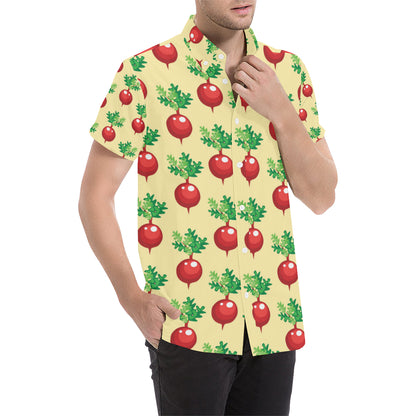 Radish Pattern Print Design A02 Men's Short Sleeve Button Up Shirt