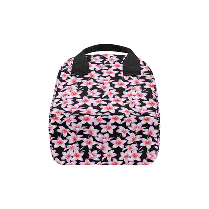 Pink Plumeria Pattern Print Design PM09 Insulated Lunch Bag
