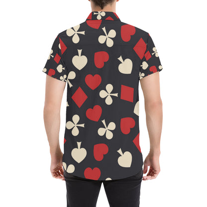 Poker Cards Pattern Print Design A02 Men's Short Sleeve Button Up Shirt