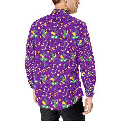Mardi Gras Pattern Print Design 06 Men's Long Sleeve Shirt