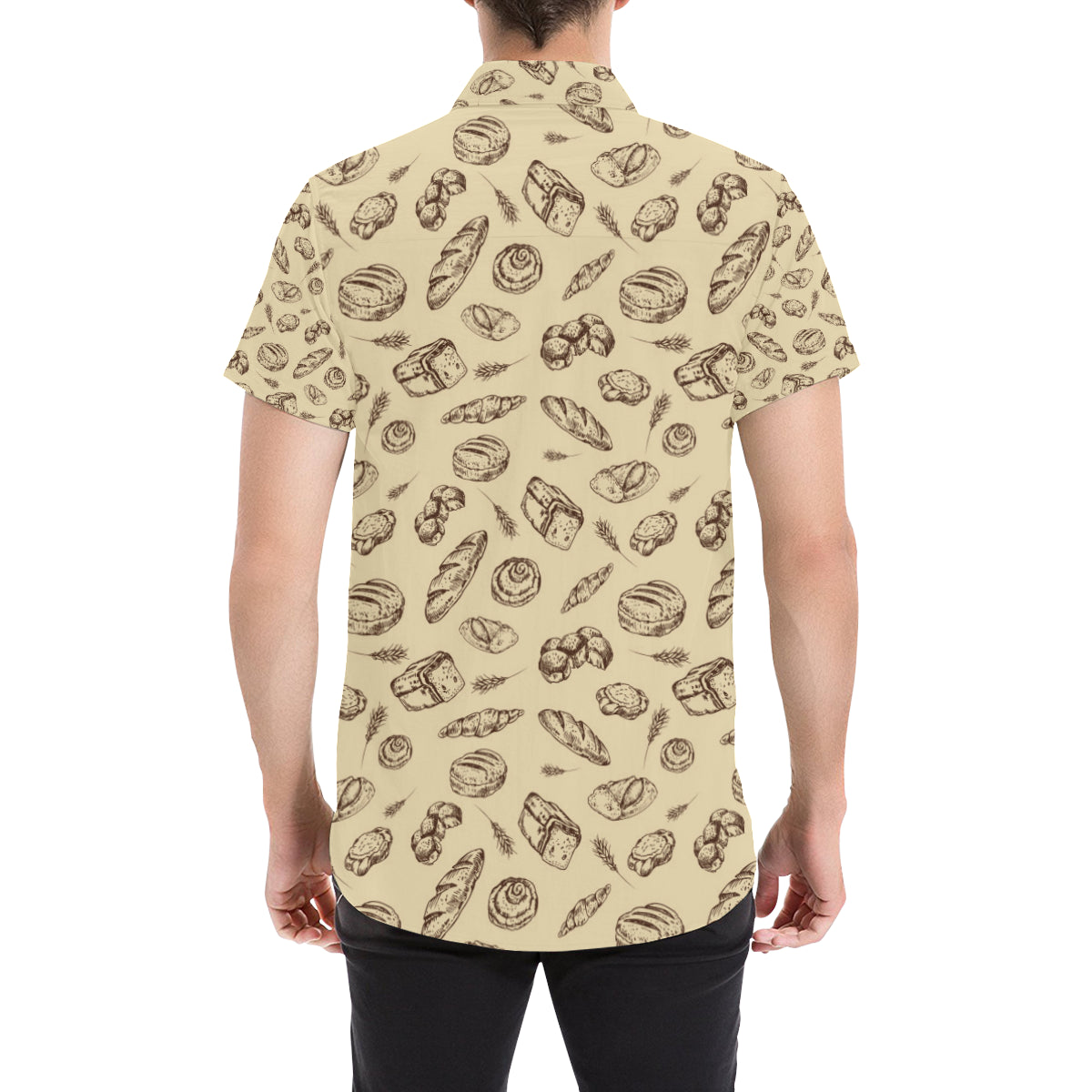 Bread Pattern Print Design 04 Men's Short Sleeve Button Up Shirt