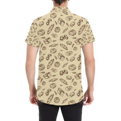 Bread Pattern Print Design 04 Men's Short Sleeve Button Up Shirt