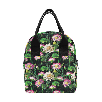 Water Lily Pattern Print Design WL010 Insulated Lunch Bag