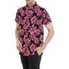 Lotus Pattern Print Design 03 Men's Short Sleeve Button Up Shirt