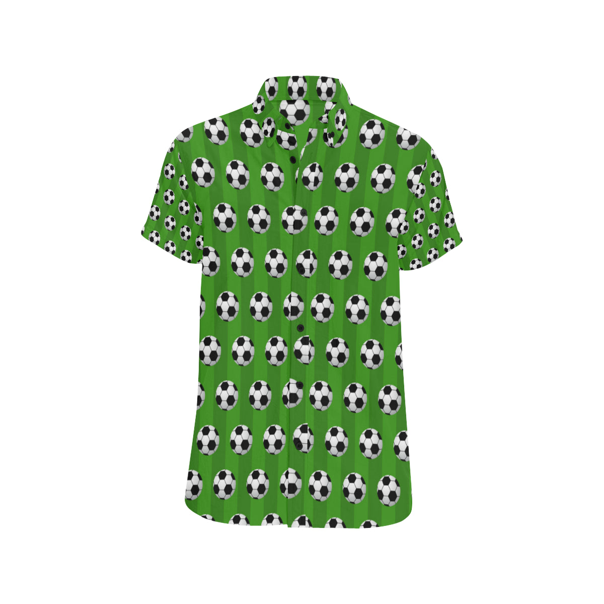 Soccer Ball Green Backgrpund Print Men's Short Sleeve Button Up Shirt