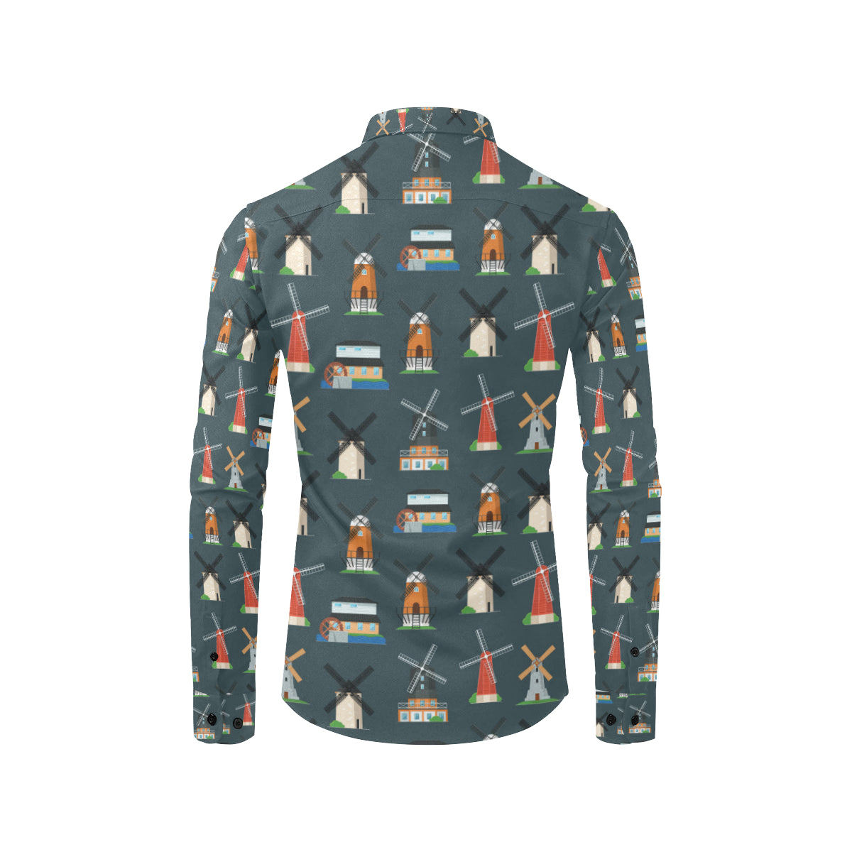 Windmill Pattern Print Design 04 Men's Long Sleeve Shirt