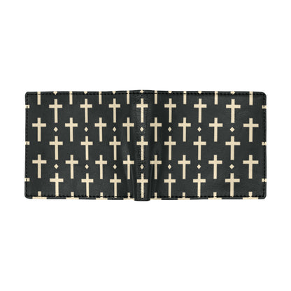 Cross Pattern Print Design 03 Men's ID Card Wallet