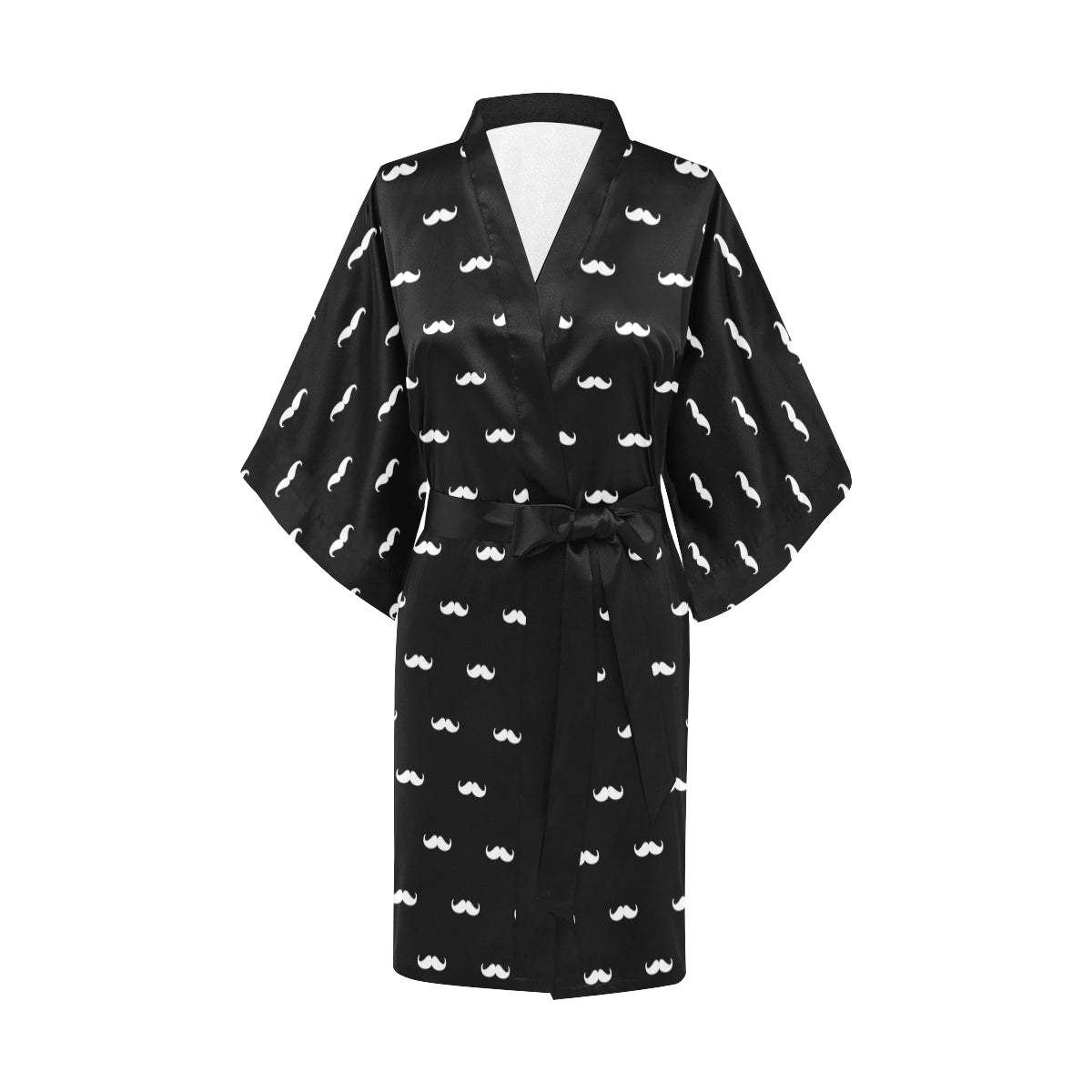 Mustache Pattern Print Design A04 Women's Short Kimono