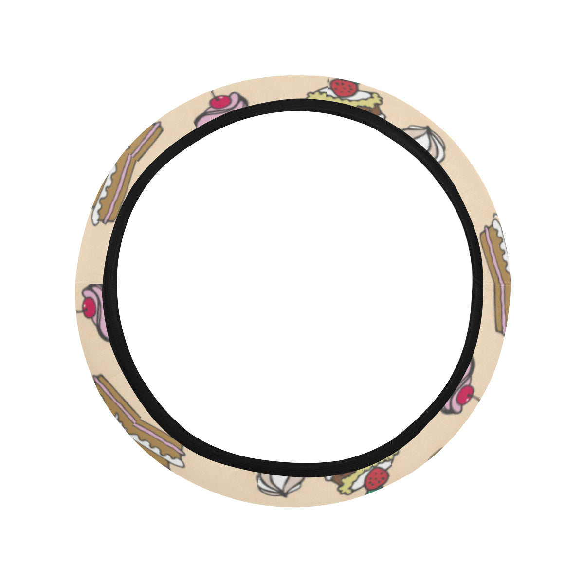 Cake Pattern Print Design 03 Steering Wheel Cover with Elastic Edge