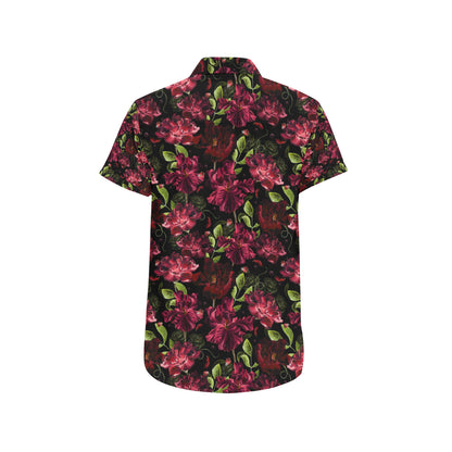 Iris Pattern Print Design IR03 Men's Short Sleeve Button Up Shirt