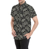 Paisley Skull Pattern Print Design A01 Men's Short Sleeve Button Up Shirt