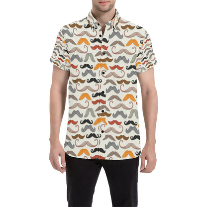 Mustache Pattern Print Design A02 Men's Short Sleeve Button Up Shirt