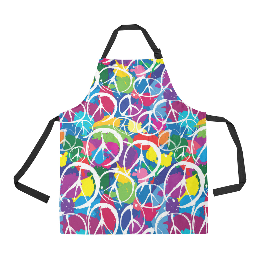Peace Sign Colorful Pattern Print Design A02 Apron with Pocket