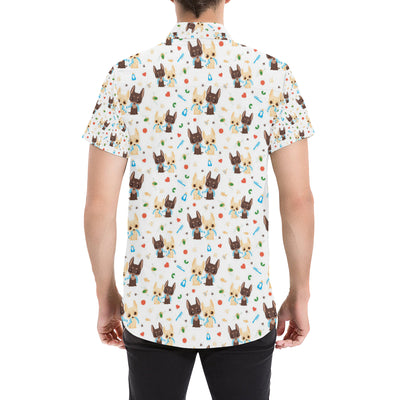 Chihuahua Pattern Print Design 06 Men's Short Sleeve Button Up Shirt