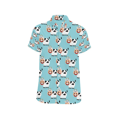 Cattle Cute Pattern Print Design 01 Men's Short Sleeve Button Up Shirt