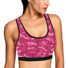 Camo Pink Pattern Print Design 01 Sports Bra