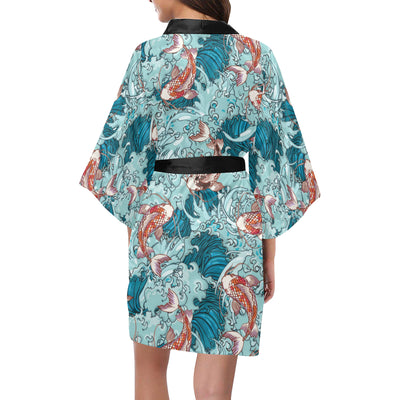 KOI Fish Pattern Print Design 05 Women's Short Kimono