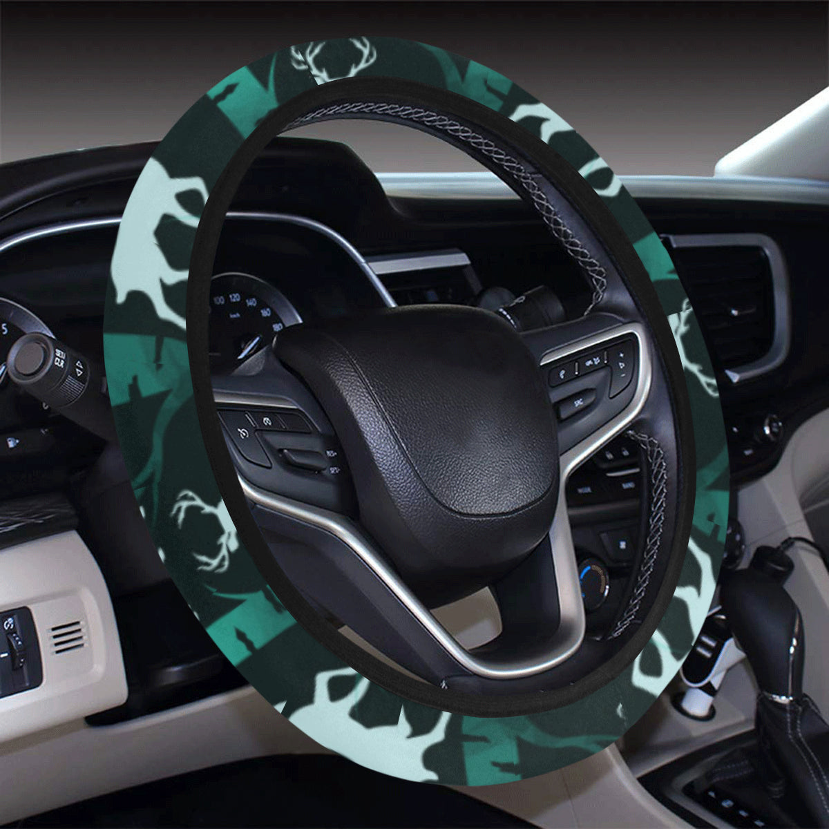 Deer Jungle Print Pattern Steering Wheel Cover with Elastic Edge