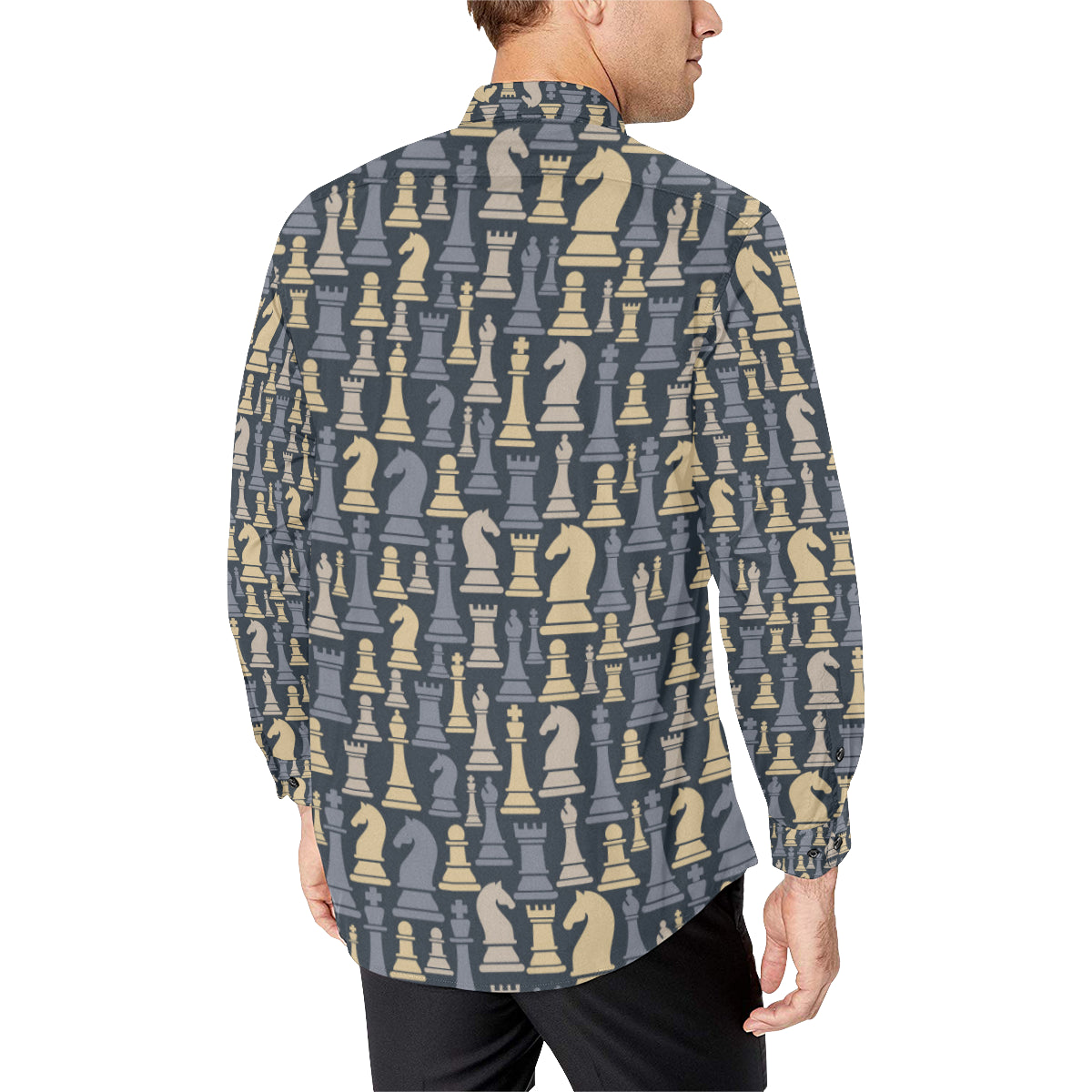 Chess Pattern Print Design 04 Men's Long Sleeve Shirt