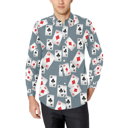 Poker Cards Pattern Print Design A05 Men's Long Sleeve Shirt