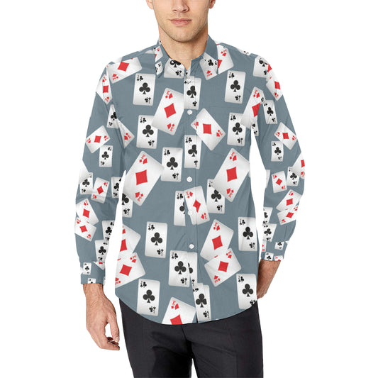 Poker Cards Pattern Print Design A05 Men's Long Sleeve Shirt
