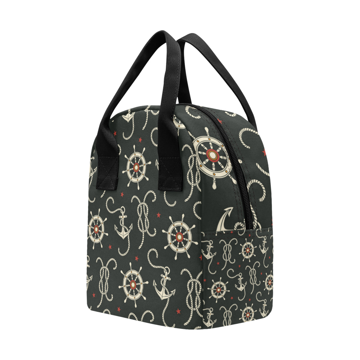 Nautical Anchor Pattern Insulated Lunch Bag