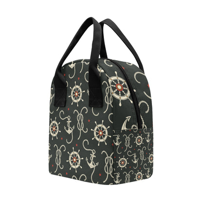 Nautical Anchor Pattern Insulated Lunch Bag