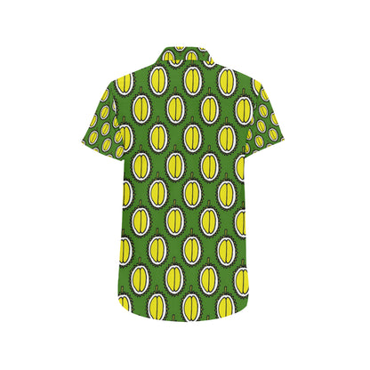 Durian Pattern Print Design DR01 Men's Short Sleeve Button Up Shirt