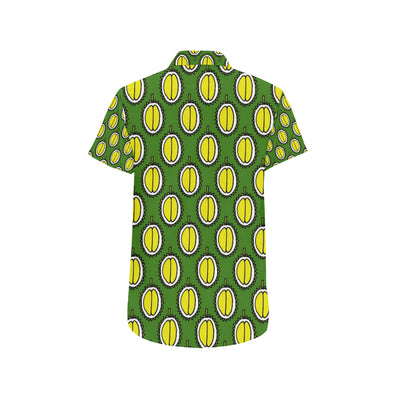 Durian Pattern Print Design DR01 Men's Short Sleeve Button Up Shirt