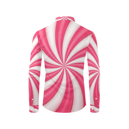 Vortex Twist Swirl Candy Print Men's Long Sleeve Shirt