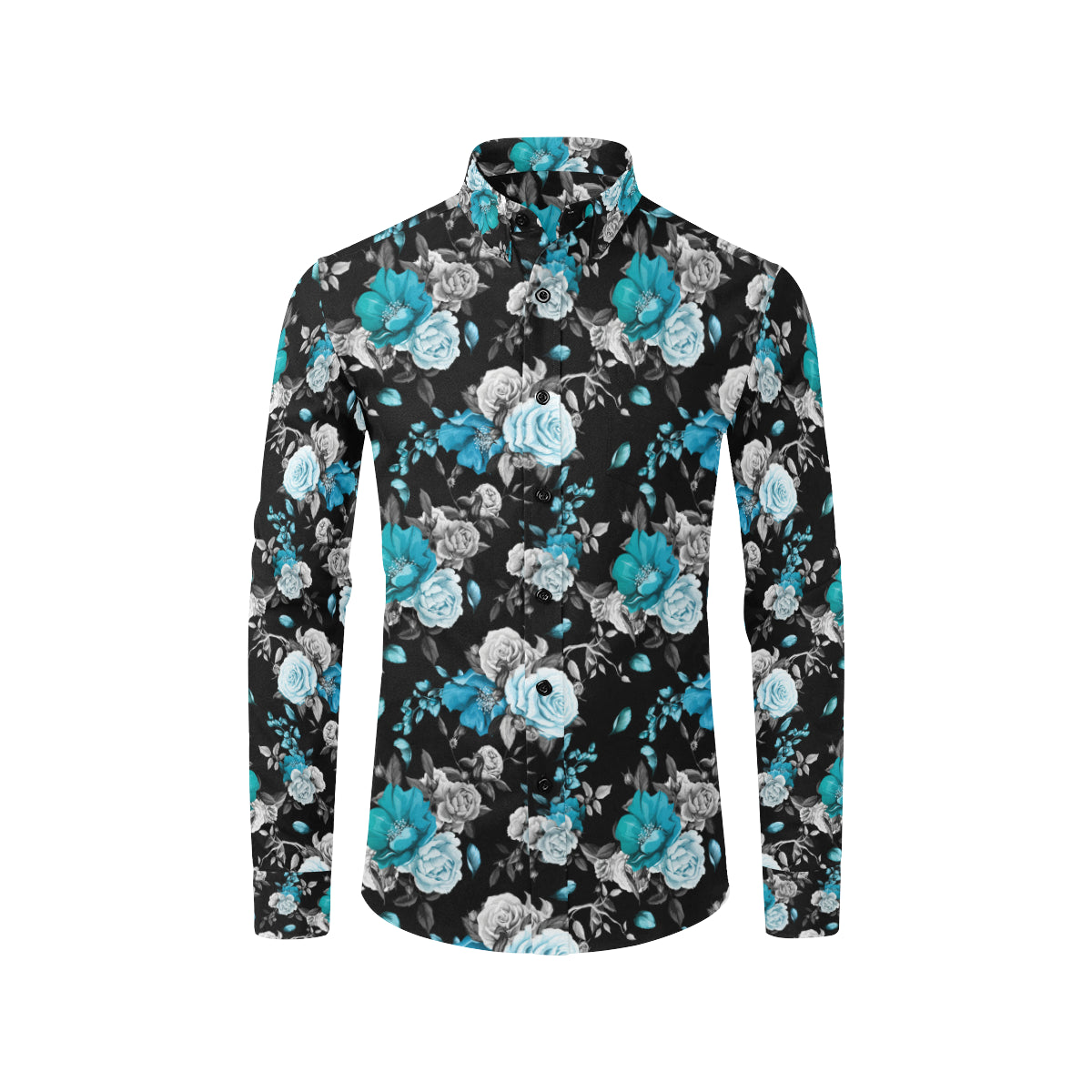 Rose Pattern Print Design A02 Men's Long Sleeve Shirt