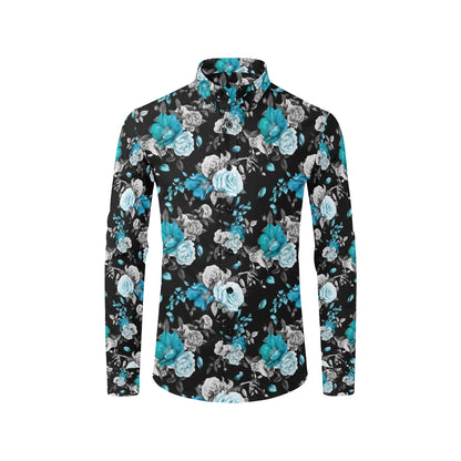 Rose Pattern Print Design A02 Men's Long Sleeve Shirt